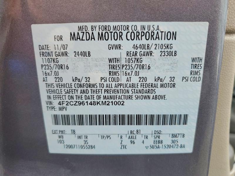 2008 Mazda Tribute მანქანა იყიდება აუქციონზე, vin: 4F2CZ96148KM21002, აუქციონის ნომერი: 79233215