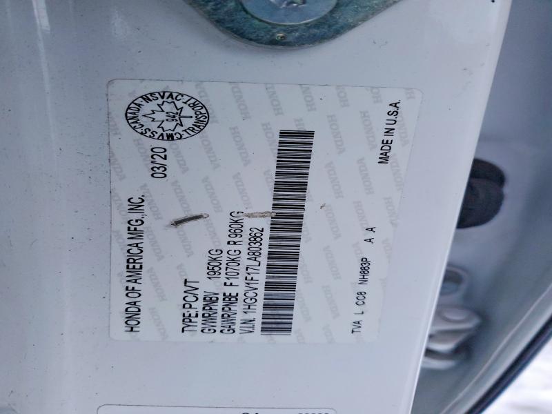 Aukcja sprzedaży 2020 Honda Accord, vin: 1HGCV1F17LA803862, numer aukcji: 74860665