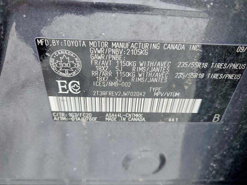 2018 Toyota Rav4 მანქანა იყიდება აუქციონზე, vin: 2T3RFREV2JW702042, აუქციონის ნომერი: 76425845