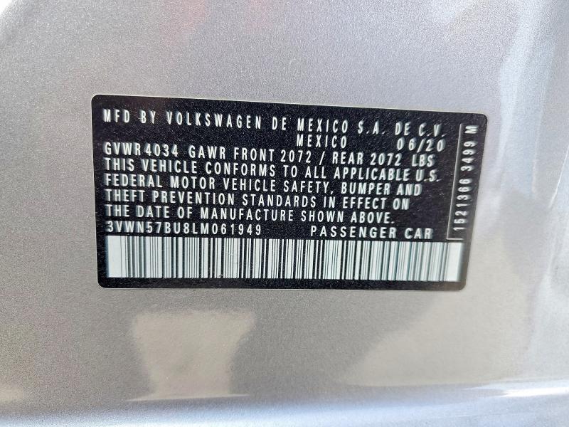 Aukcja sprzedaży 2020 Volkswagen Jetta, vin: 3VWN57BU8LM061949, numer aukcji: 76528845