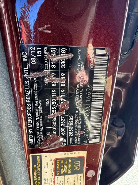 77416245 :رقم المزاد ، 4JGDA5HB9DA116696 vin ، 2013 Mercedes-benz Ml 350 4ma مزاد بيع