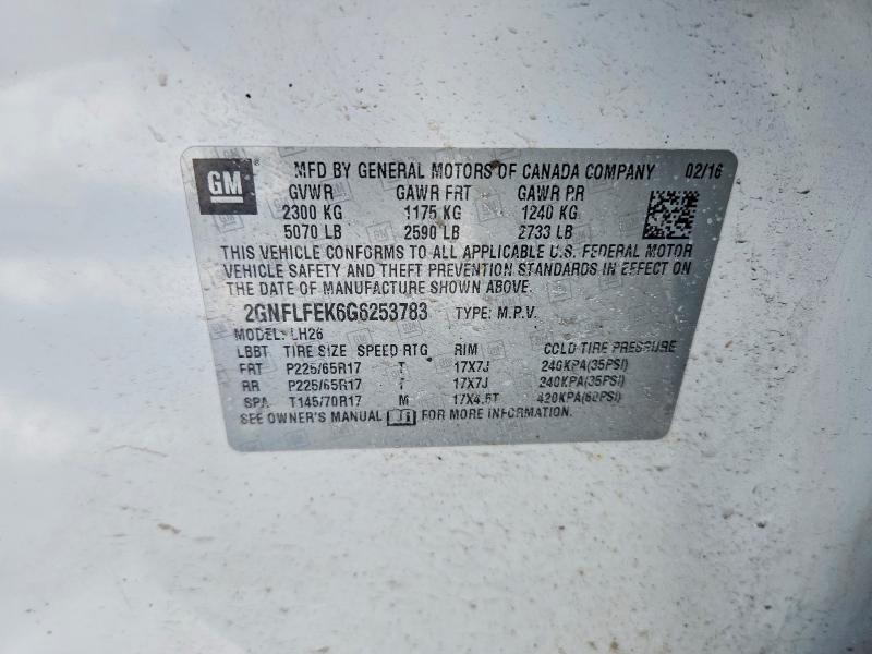 2016 Chevrolet Equinox Lt მანქანა იყიდება აუქციონზე, vin: 2GNFLFEK6G6253783, აუქციონის ნომერი: 76598125