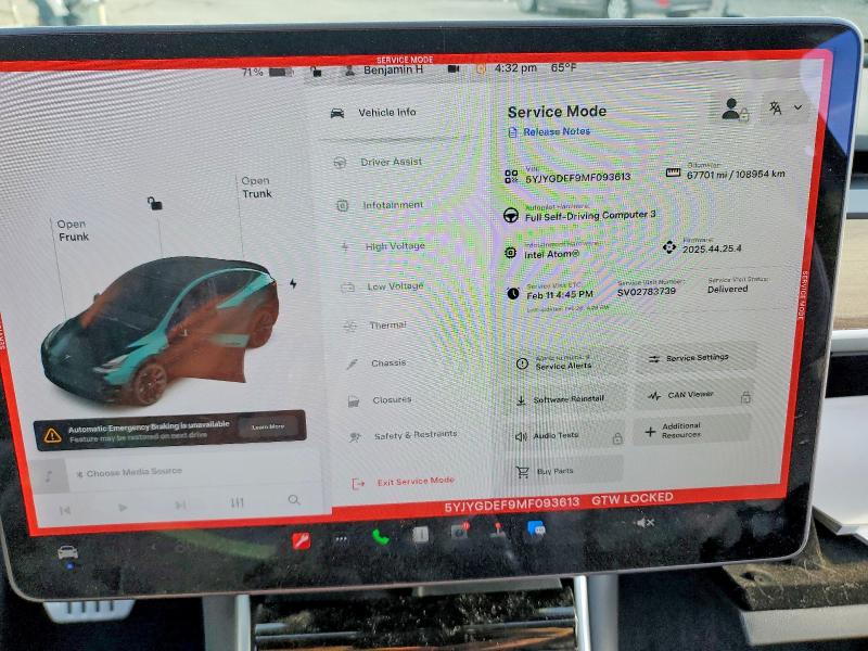 78549075 :رقم المزاد ، 5YJYGDEF9MF093613 vin ، 2021 Tesla Model Y مزاد بيع