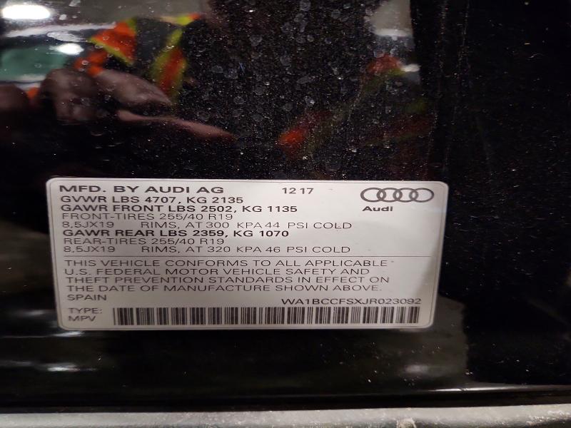 Продажа на аукционе авто 2018 Audi Q3, vin: WA1BCCFSXJR023092, номер лота: 77791345