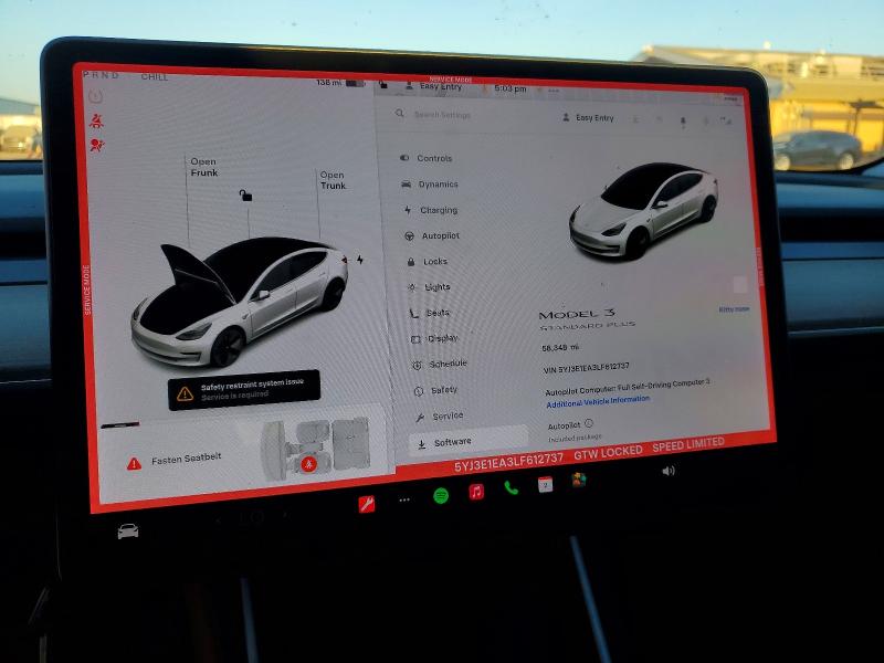2020 Tesla Model 3 მანქანა იყიდება აუქციონზე, vin: 5YJ3E1EA3LF612737, აუქციონის ნომერი: 75653925