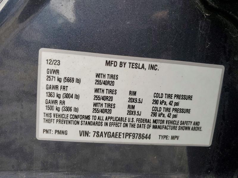 Продажа на аукционе авто 2023 Tesla Model Y, vin: 7SAYGAEE1PF978644, номер лота: 77923045