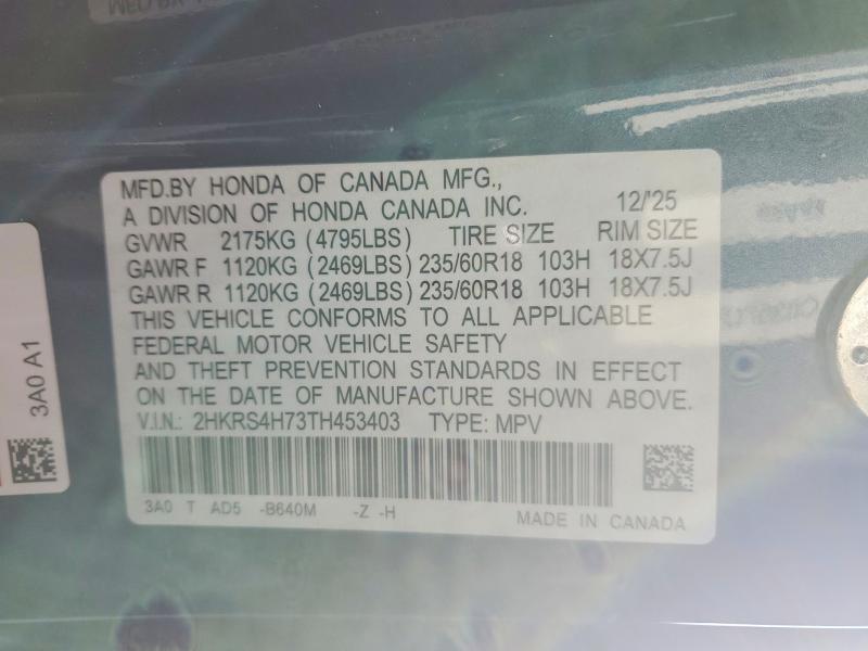 Продаж на аукціоні авто 2026 Honda Cr-v, vin: 2HKRS4H73TH453403, номер лоту: 75298485