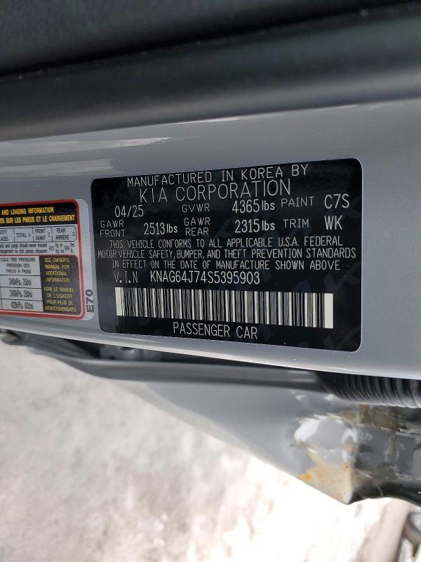 Aukcja sprzedaży 2025 Kia K5, vin: KNAG64J74S5395903, numer aukcji: 76962305