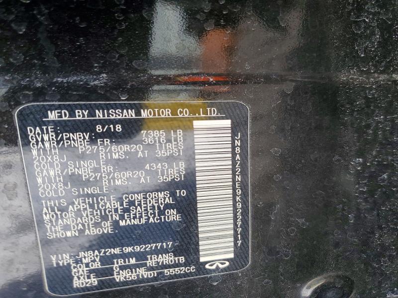 Aukcja sprzedaży 2019 Infiniti Qx80, vin: JN8AZ2NE9K9227717, numer aukcji: 78670105