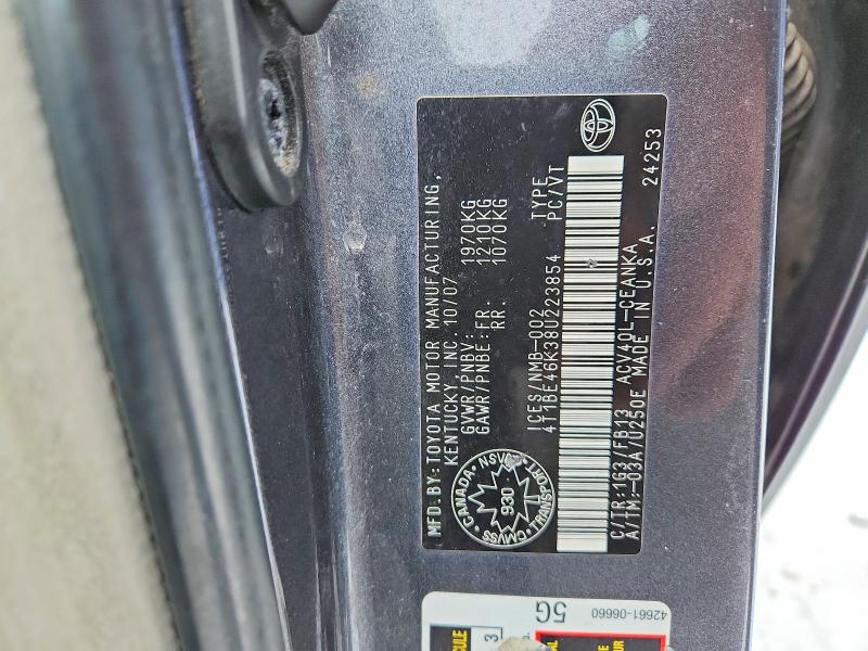 Auction sale of the 2008 Toyota Camry, vin: 4T1BE46K38U223854, lot number: 78441505