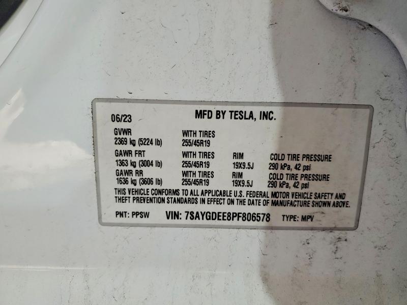 Aukcja sprzedaży 2023 Tesla Model Y, vin: 7SAYGDEE8PF806578, numer aukcji: 77595775