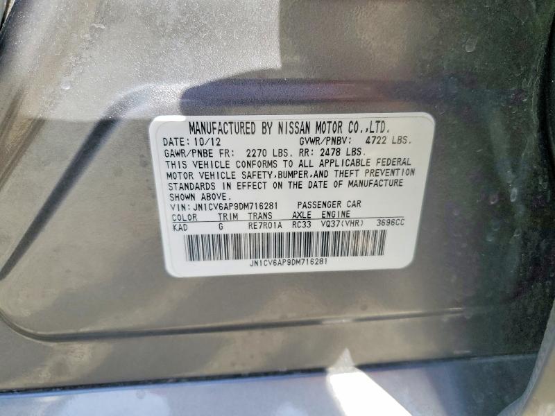Aukcja sprzedaży 2013 Infiniti G37 Sedan, vin: JN1CV6AP9DM716281, numer aukcji: 79471095