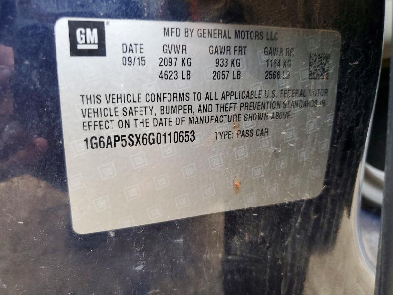 2016 Cadillac Cts მანქანა იყიდება აუქციონზე, vin: 1G6AP5SX6G0110653, აუქციონის ნომერი: 78310225
