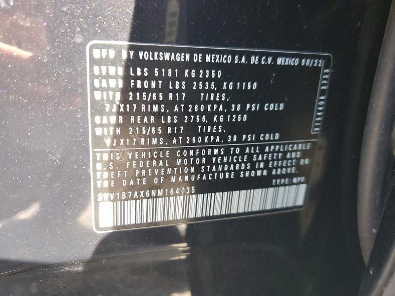 Продаж на аукціоні авто 2022 Volkswagen Tiguan, vin: 3VV1B7AX6NM164135, номер лоту: 76853085