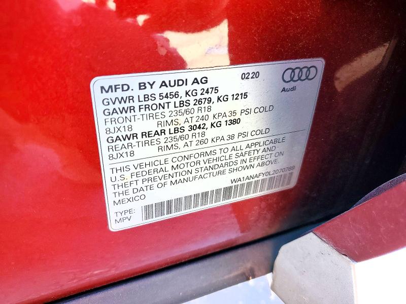 Aukcja sprzedaży 2020 Audi Q5, vin: WA1ANAFY0L2070769, numer aukcji: 76456715