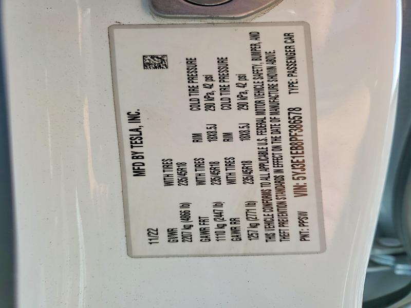 Продажа на аукционе авто 2023 Tesla Model 3, vin: 5YJ3E1EB8PF386578, номер лота: 76439905