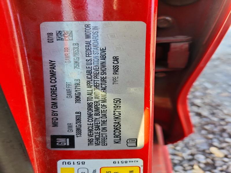 Aukcja sprzedaży 2019 Chevrolet Spark, vin: KL8CD6SA1KC719150, numer aukcji: 76985605