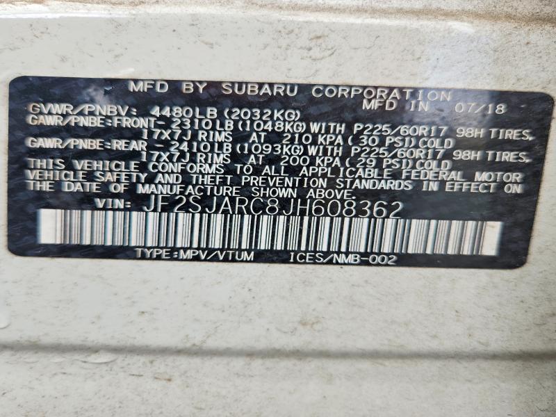 Продаж на аукціоні авто 2018 Subaru Forester, vin: JF2SJARC8JH608362, номер лоту: 77310955