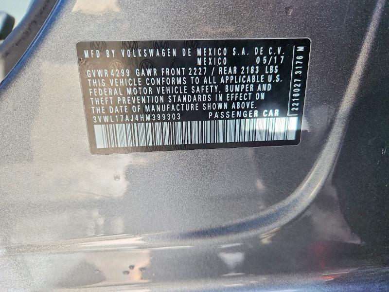 Продаж на аукціоні авто 2017 Volkswagen Jetta, vin: 3VWL17AJ4HM399303, номер лоту: 76649015