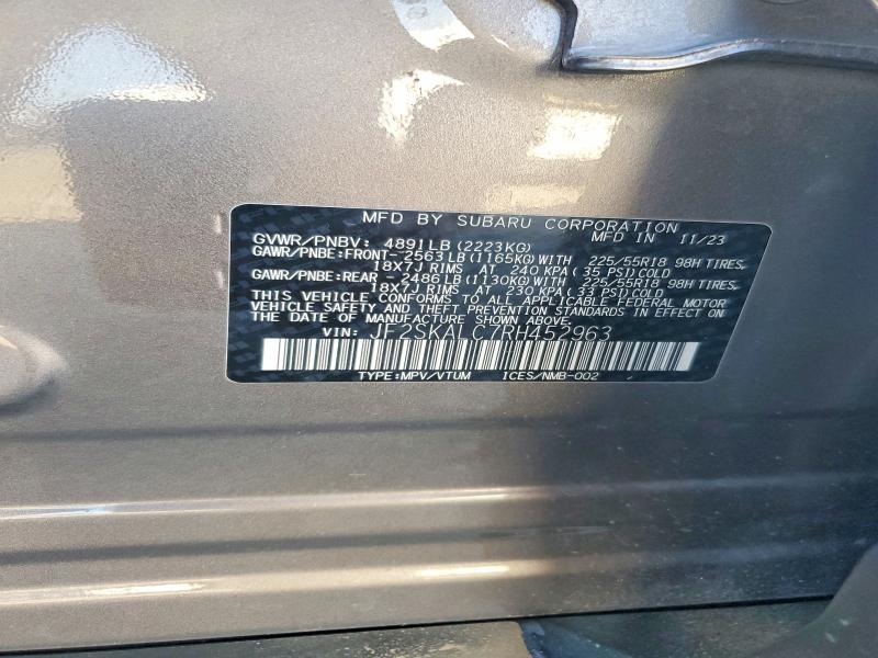 Aukcja sprzedaży 2024 Subaru Forester, vin: JF2SKALC7RH452963, numer aukcji: 75517745