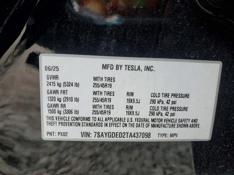 Продажа на аукционе авто 2026 Tesla Model Y, vin: 7SAYGDED2TA437098, номер лота: 77593595