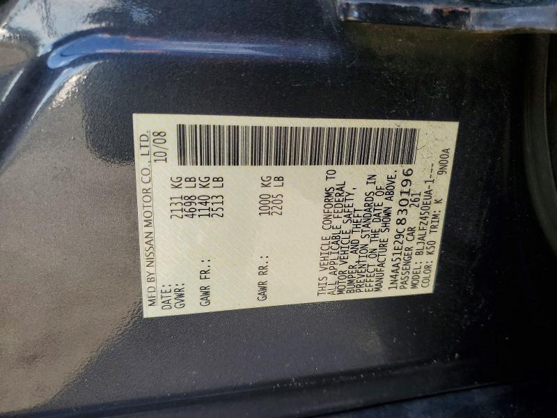 Продаж на аукціоні авто 2009 Nissan Maxima, vin: 1N4AA51E29C830196, номер лоту: 77508725