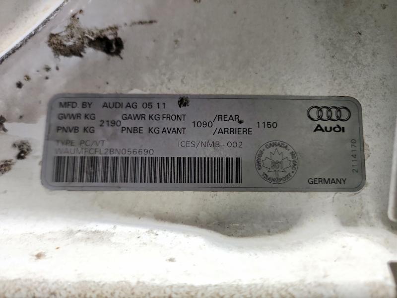 Aukcja sprzedaży 2011 Audi A4 2.0t Quattro 4dr, vin: WAUMFCFL2BN056690, numer aukcji: 79403185