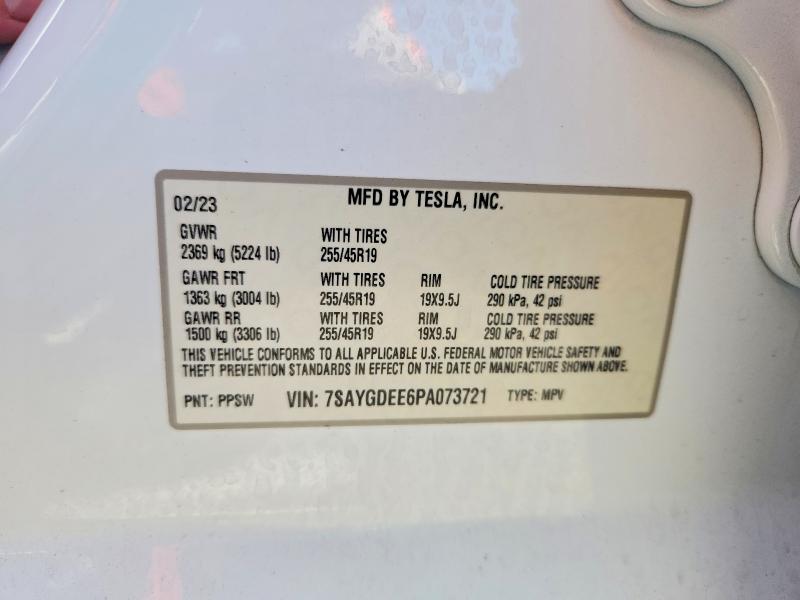 Aukcja sprzedaży 2023 Tesla Model Y, vin: 7SAYGDEE6PA073721, numer aukcji: 76251955
