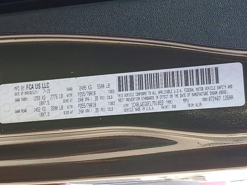 Продаж на аукціоні авто 2015 Jeep Wrangler Unlimited, vin: 1C4BJWEG6FL751853, номер лоту: 79188955