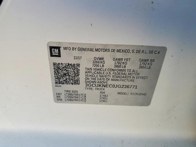 Aukcja sprzedaży 2018 Chevrolet Silverado, vin: 3GCUKNEC0JG236771, numer aukcji: 77614365