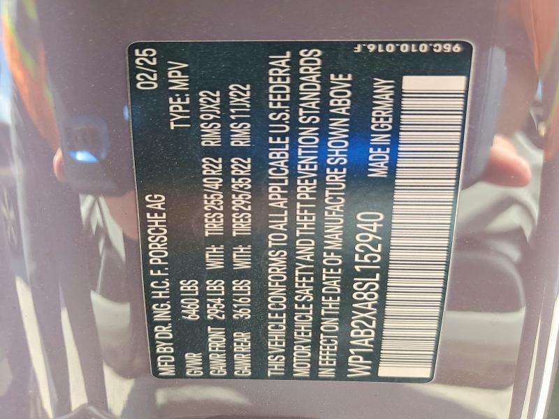 Продаж на аукціоні авто 2025 Porsche Macan, vin: WP1AB2XA8SL152940, номер лоту: 77953955