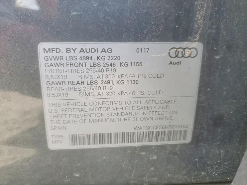 Продаж на аукціоні авто 2017 Audi Q3, vin: WA1GCCFS6HR015152, номер лоту: 78313155