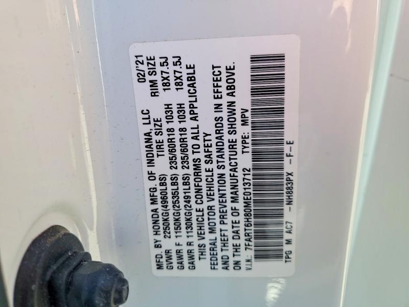 76273095 :رقم المزاد ، 7FART6H80ME013712 vin ، 2021 Honda Cr-v مزاد بيع