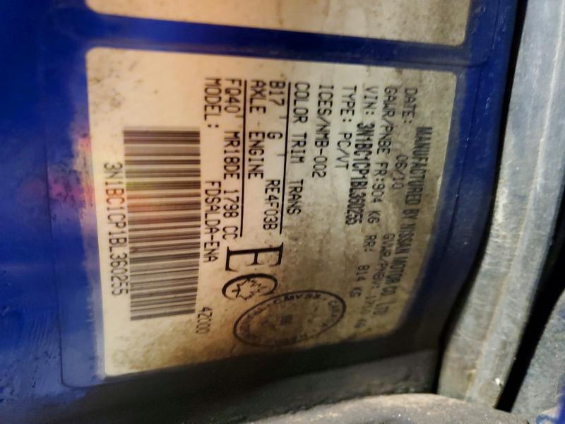 2011 Niss Versa მანქანა იყიდება აუქციონზე, vin: 3N1BC1CP1BL360255, აუქციონის ნომერი: 75271125