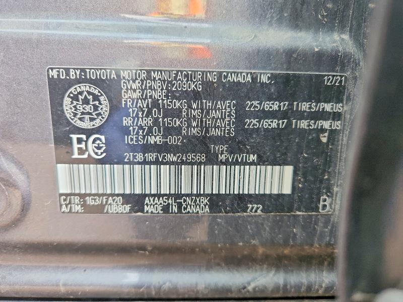 Продажа на аукционе авто 2022 Toyota Rav4, vin: 2T3B1RFV3NW249568, номер лота: 77433105