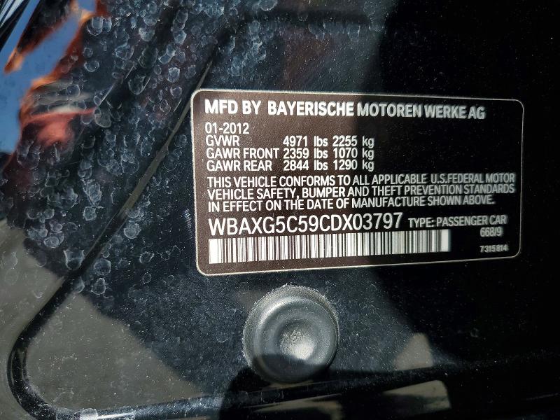 2012 Bmw 528 მანქანა იყიდება აუქციონზე, vin: WBAXG5C59CDX03797, აუქციონის ნომერი: 76808105