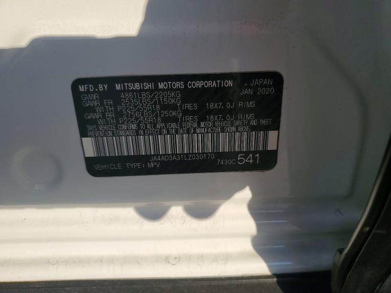 Продаж на аукціоні авто 2020 Mitsubishi Outlander, vin: JA4AD3A31LZ030170, номер лоту: 79169905