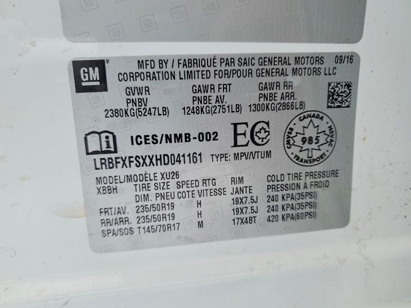Aukcja sprzedaży 2017 Buick Envision, vin: LRBFXFSXXHD041161, numer aukcji: 77206615