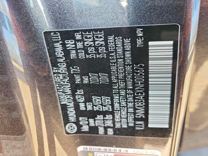 Aukcja sprzedaży 2022 Hyundai Tucson, vin: 5NMJB3AEXNH005675, numer aukcji: 75241895