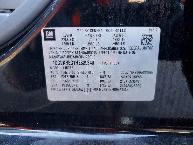 Aukcja sprzedaży 2017 Chevrolet Silverado, vin: 1GCVKREC1HZ329840, numer aukcji: 74872815