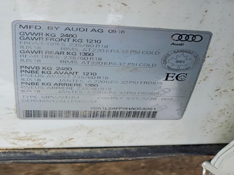 Продаж на аукціоні авто 2017 Audi Q5, vin: WA1L2AFP9HA054091, номер лоту: 78278475