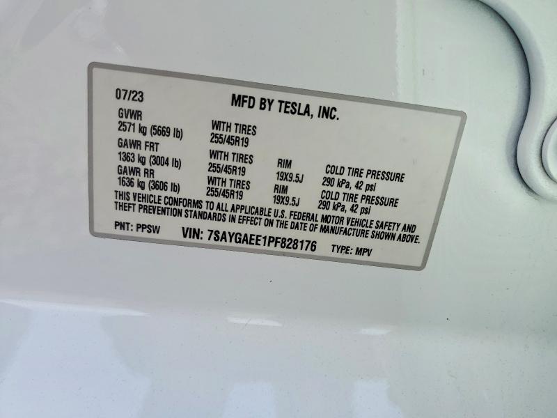 Продажа на аукционе авто 2023 Tesla Model Y, vin: 7SAYGAEE1PF828176, номер лота: 76836525