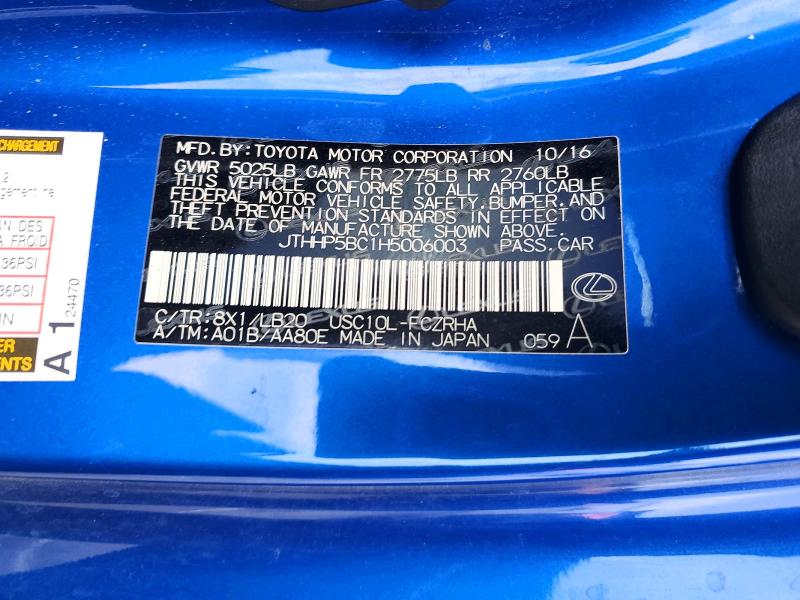 Продажа на аукционе авто 2017 Lexus Rc-f, vin: JTHHP5BC1H5006003, номер лота: 46234076