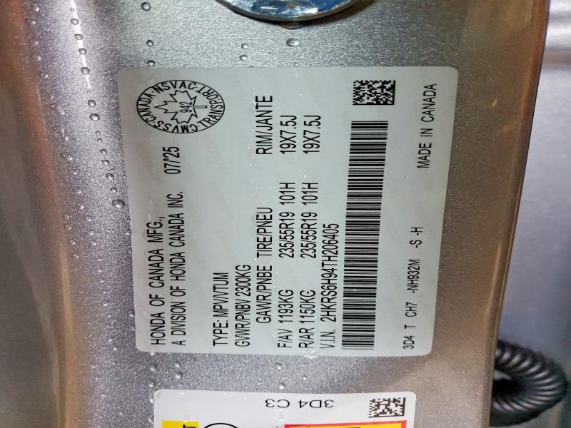 76789305 :رقم المزاد ، 2HKRS6H94TH206405 vin ، 2026 Honda Cr-v مزاد بيع