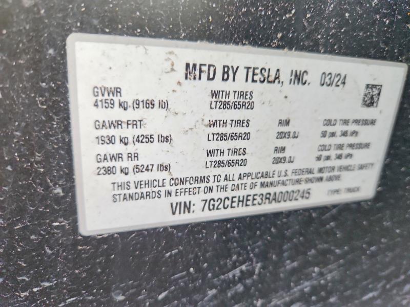 79460355 :رقم المزاد ، 7G2CEHEE3RA000245 vin ، 2024 Tesla Cybertruck مزاد بيع
