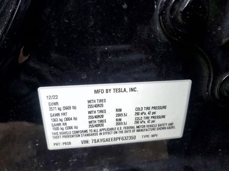 76167915 :رقم المزاد ، 7SAYGAEE8PF632350 vin ، 2023 Tesla Model Y مزاد بيع