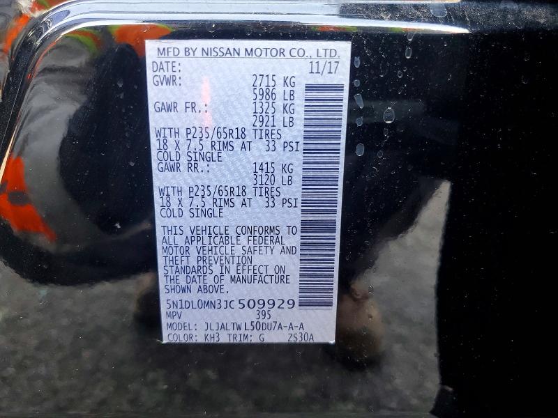 76834385 :رقم المزاد ، 5N1DL0MN3JC509929 vin ، 2018 Infinity Qx60 مزاد بيع
