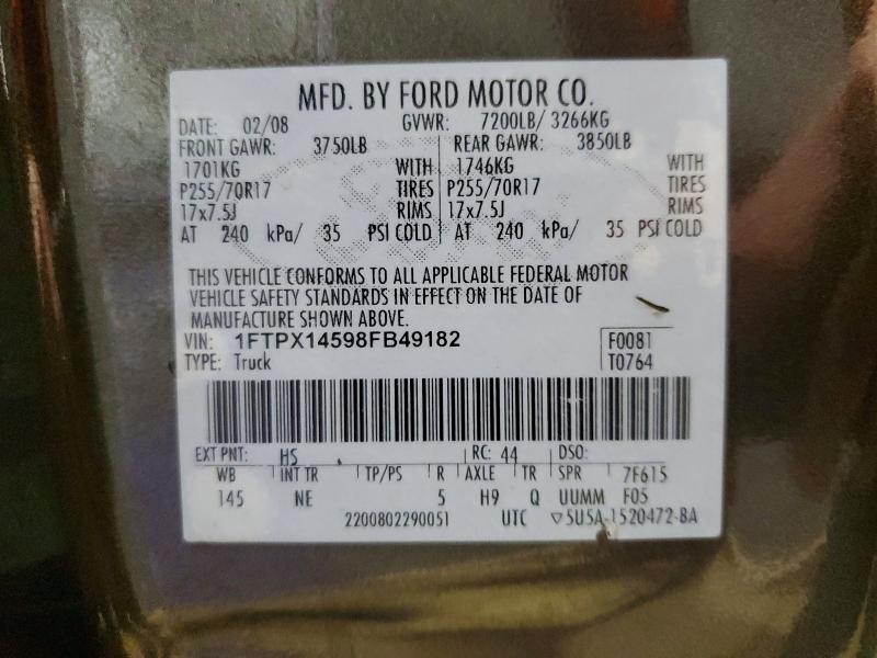 Aukcja sprzedaży 2008 Ford F150, vin: 1FTPX14598FB49182, numer aukcji: 78646015