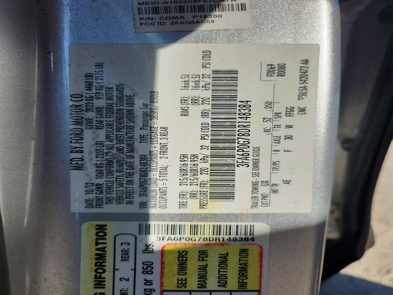 76957135 :رقم المزاد ، 3FA6P0G78DR148384 vin ، 2013 Ford Fusion مزاد بيع