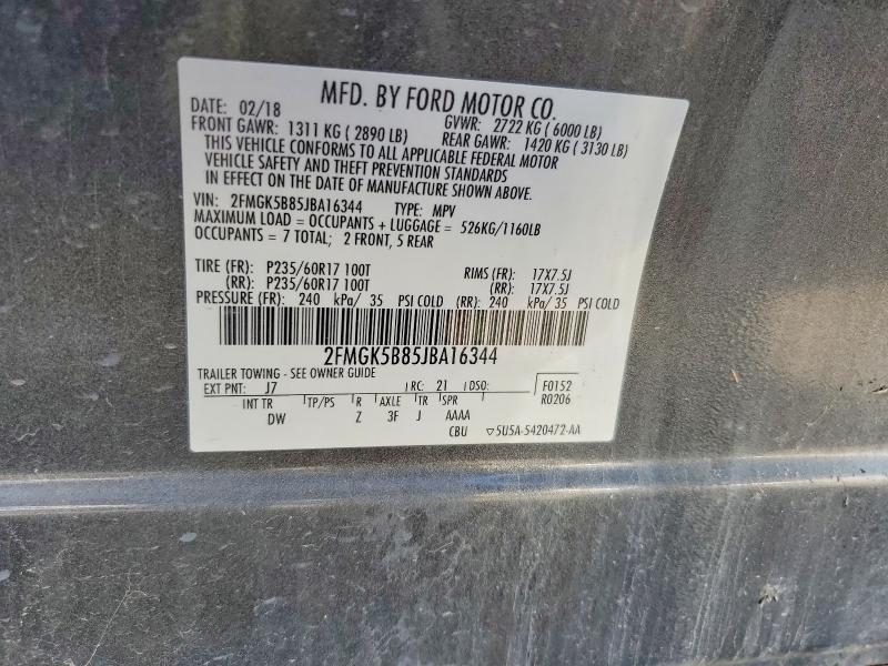 Продаж на аукціоні авто 2018 Ford Flex Se, vin: 2FMGK5B85JBA16344, номер лоту: 78026465
